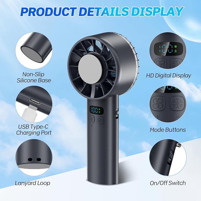 2025 Portable Handheld Ice Fan, Turbo Cooling Fans, 100 Gear Hurricane Wind - Image 8