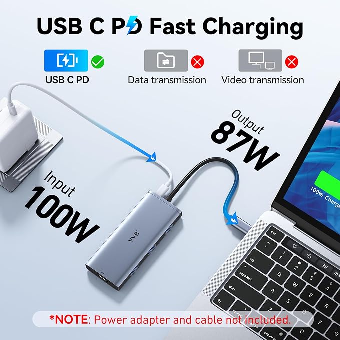 Docking Station VVB USB C Adapter, 9 in 1 Triple Display USB C Hub Multiport - Image 6