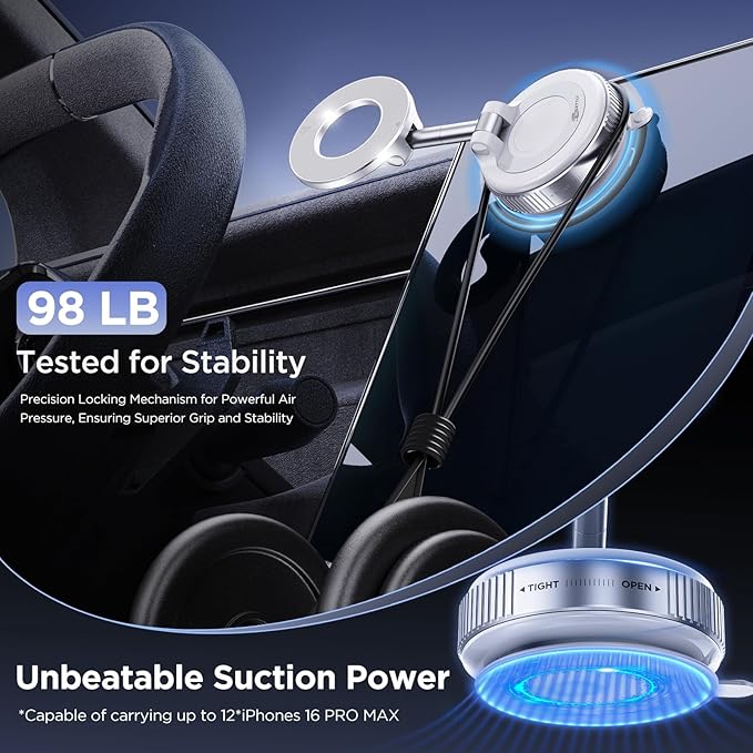 Vacuum Magnetic Phone Holder for Car Suction Cup Phone Mount Adjustable Suction - Image 5