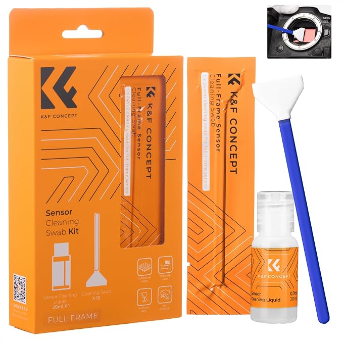 K&F CONCEPT 24mm Full Frame Sensor Cleaning Swab*10 + 20ml Sensor Cleaner by KFCONCEPT