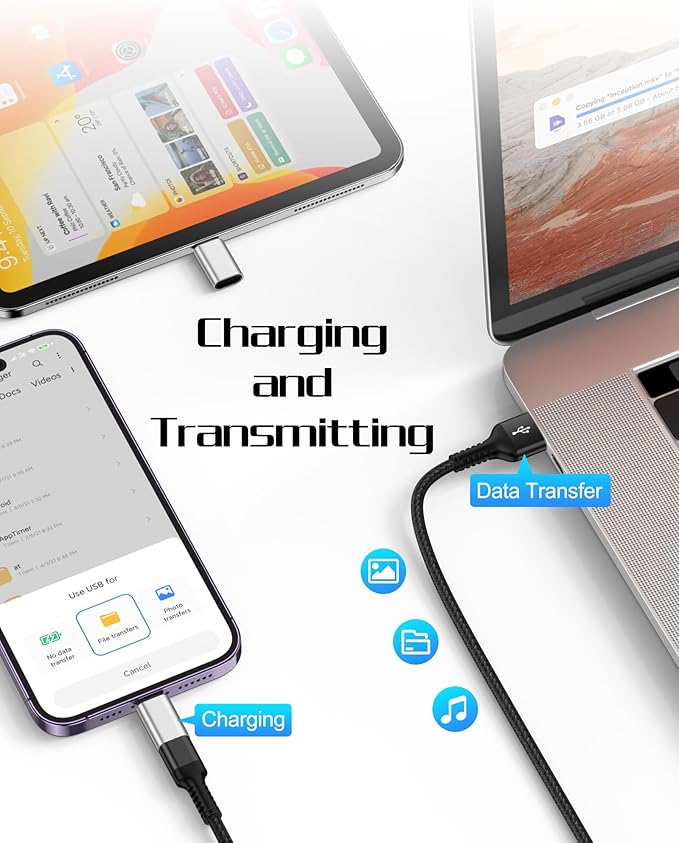 USB C to Lightning Adapter, 4 Pack Fast Charging Data Sync Lightning to USB - Image 2