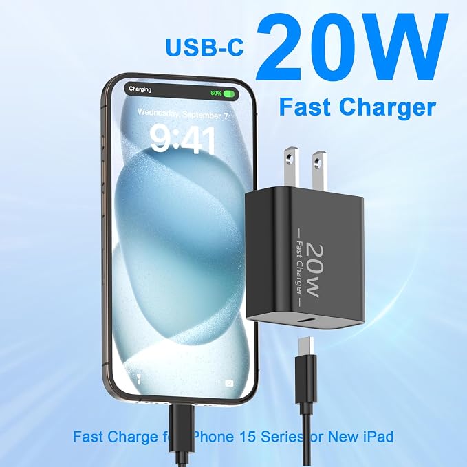 Matsusho iPhone 16 15 Charger Fast Charging 10 FT, 2 Pack 20W USB C Wall Charger - Image 2