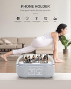 Bluetooth Speaker with Wireless Charger, FM Radio, Dimmable Bedside LED Night - Image 5