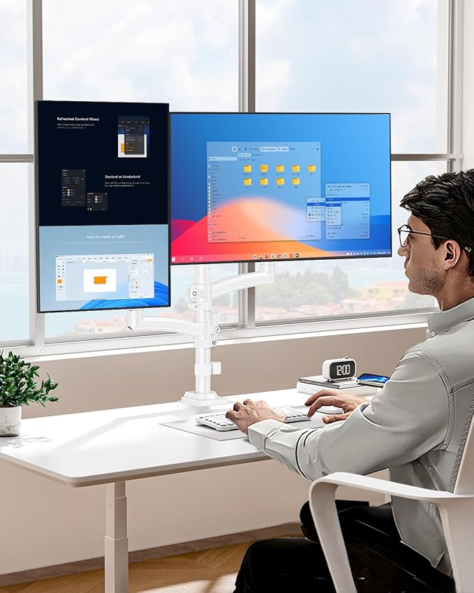 Dual Monitor Stand for Desk, Taller Monitor Arms for 2 Screens up to 32 inch - Image 3