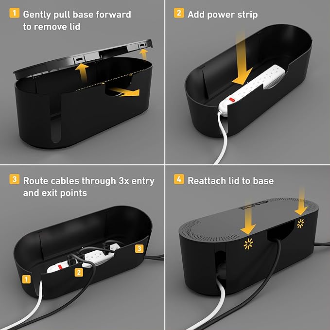 D-Line Cable Management Box, Power Strip Cover, Floor Outlet Hider, Desk Cord - Image 9