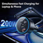 200W Super Fast Car Charger for iPhone 16/15 Pro Max, 3-Port USB C Car Charger - Image 2