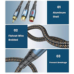 EMK RCA Splitter 1 Male to 2RCA Female Copper Shell Gold-Plated Y Adapter RCA - Image 4