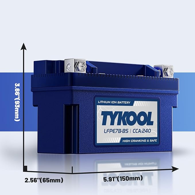 YT7B-BS 12V 4Ah 240CCA LiFePO4 Motorcycle Battery, Built in BMS, - Image 2