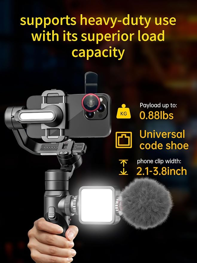Gimbal Stabilizer for Smartphone, 3-Axis Industry-Standard Gimbal w/360°Rotation - Image 8