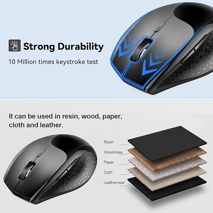 TECKNET Bluetooth Mouse, 4800 DPI Wireless Mouse, 2-Year Battery 6 Adjustable - Image 6