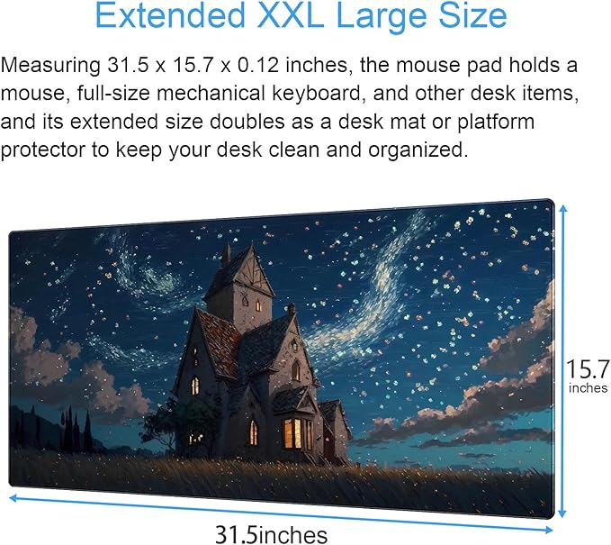 Anime Art Starry Sky Castle Desk Mat - Image 2