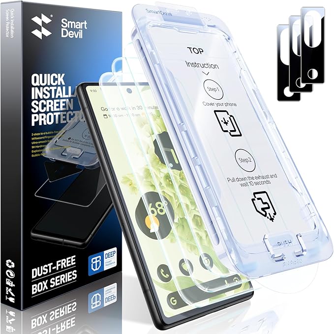 SMARTDEVIL [3+3 Pack for Google Pixel 6 Screen Protector by SmartDevil