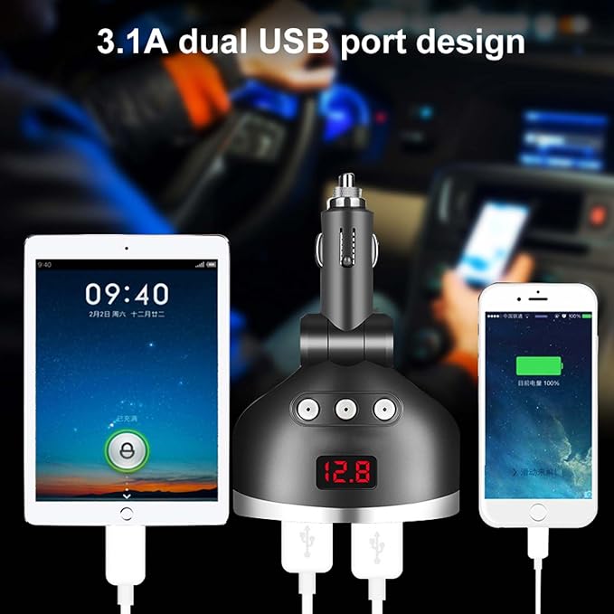 Car Charger, 120W 3-Socket Cigarette Lighter Power Adapter DC Splitter 3.1A - Image 2
