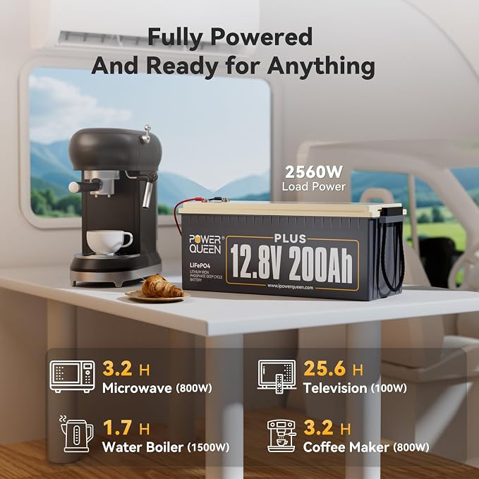 Power Queen 12V 200Ah PLUS LiFePO4 Battery, Built-in 200A BMS, 2560Wh Lithium - Image 5
