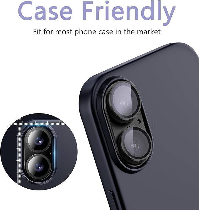 2 Pack Camera Lens Protector for iPhone 16 / iPhone 16 Plus, AR Tempered Glass - Image 4
