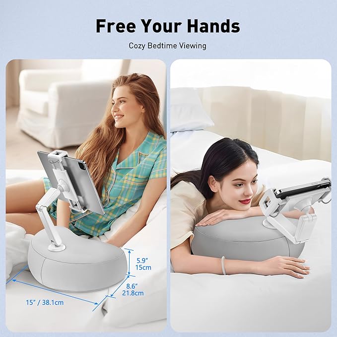 AboveTEK Tablet Pillow Stand for Bed, Hands-Free 360° Adjustable iPad Pillow - Image 5