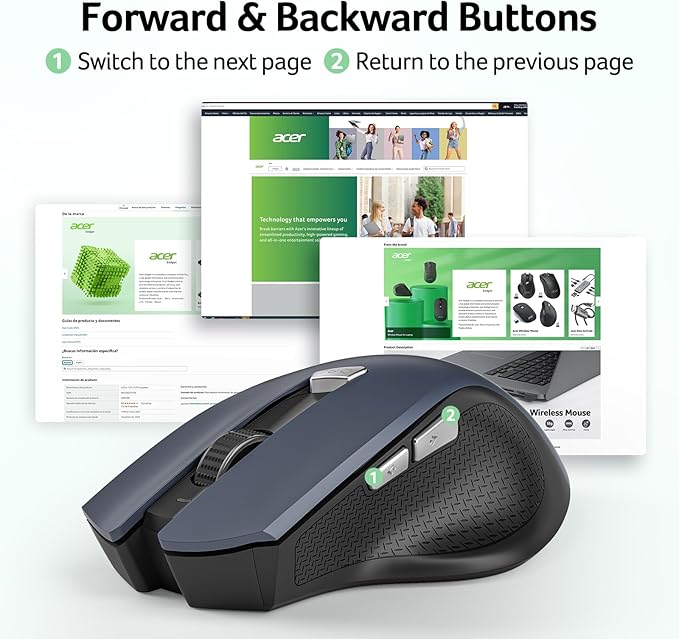 acer Wireless Mouse for Laptop, 2.4GHz Computer Mouse 3 Adjustable DPI Office - Image 4