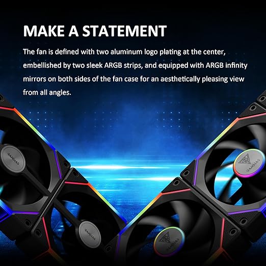 GAMDIAS AEOLUS P2-1203 120mm ARGB PWM Fan, Include Reverse Fan Blade x3 & - Image 4