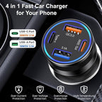 65W USB C Car Charger, 5 Pack 4-Port PD Super Fast Charging Type C Car Charger - Image 7