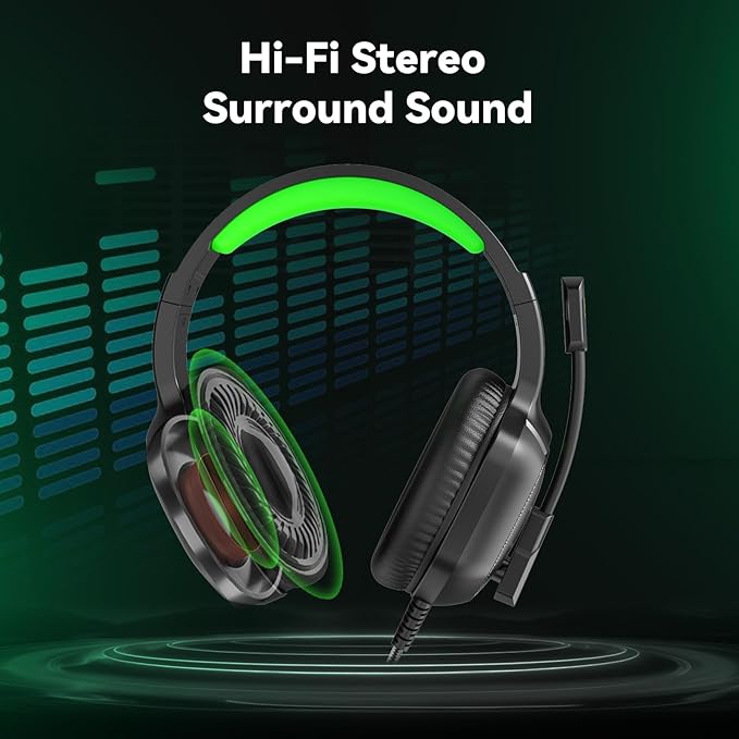 Gaming Headset with Microphone for Pc, Xbox One Series X/s, Stereo Wired Noise - Image 2