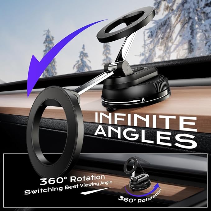 Magnetic Car Phone Holder, 360° Rotation Strong Suction Car Phone Mount - Image 2