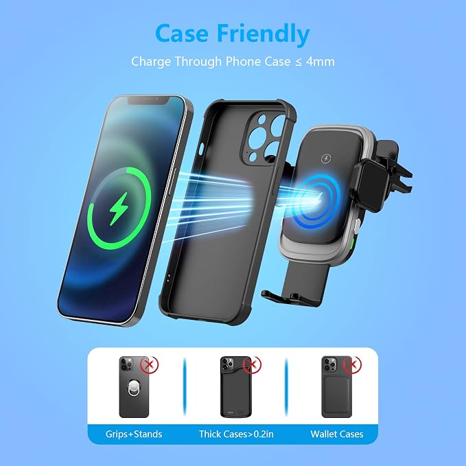 Wireless Car Charger, Auto-Clamping Car Mount 15W/10W/7.5W Fast Charging Air - Image 6