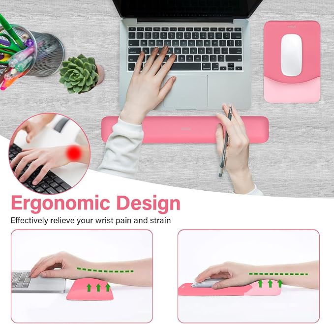 MOSISO Wrist Rest Support for Mouse Pad&Keyboard Set, Rectangular Ergonomic - Image 2