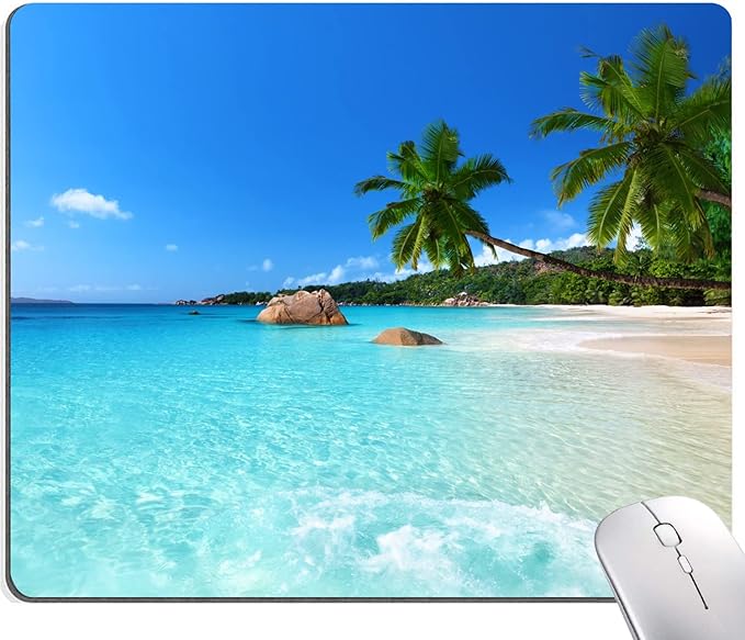 Hokafenle Mouse Pad, Square Beach Style Anti-Slip Rubber Mousepad by Hokafenle