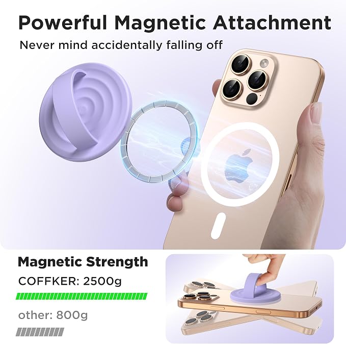 Magnetic Phone Ring Grip Holder, Silicone Finger Loop Grip, Compatible - Image 3