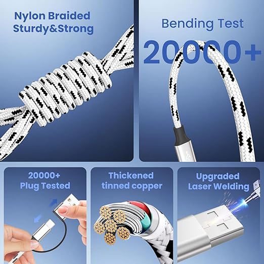 Travel Essentials 3 in 2 Multi Charging Cable, USB A/C Charging Cords - Image 5