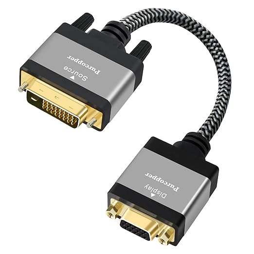 Active Digital Signal DVI to VGA Cable Adapter, DVI-D 24+1 Male to VGA Female by Unknown