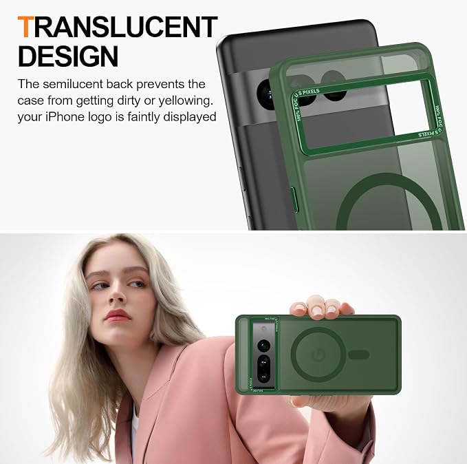 Magnetic for Google Pixel 7 Pro Case, Shockproof Slim Translucent Matte - Image 4