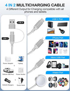 4-in-2 Multi Charging Cable for Apple Watch Charger/Samsung/iPhone Charger - Image 2