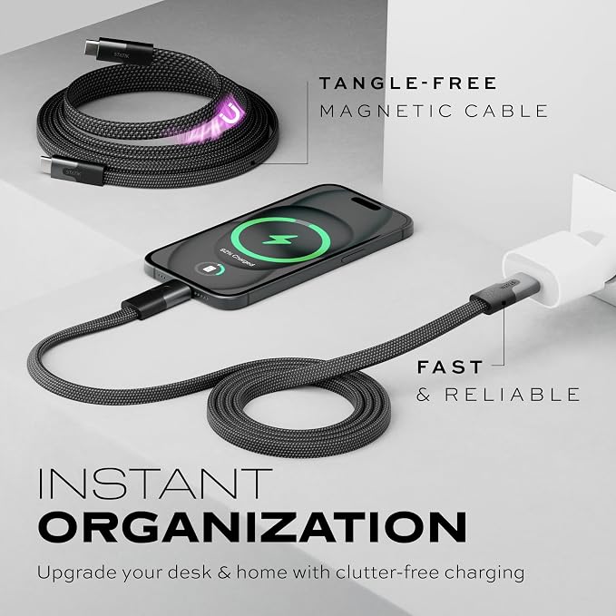 Statik MagStack USB C to USB C Cable, Magnetic Anti Tangle Flat Type C Charger - Image 7