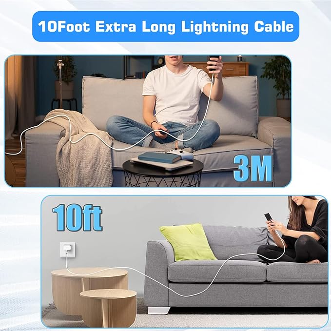 10FT iPhone Fast Charger, 10Foot Extra Long USB C to Lightning Cable PD Fast - Image 6