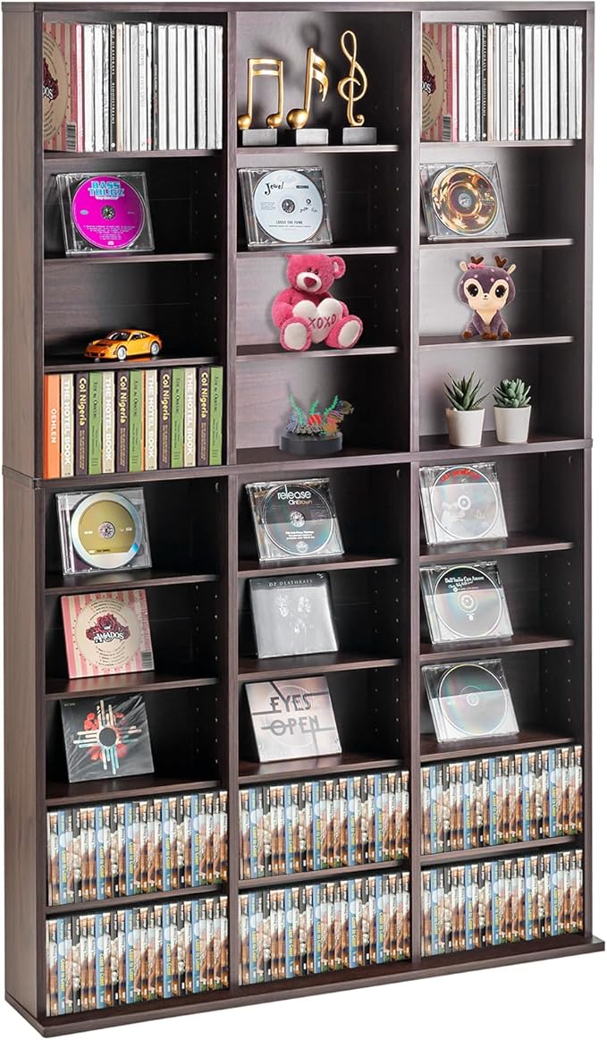 VEVOR Media Storage Cabinet, 9-Layer DVD Shelf Holds up to 756 CDs, Adjustable by VEVOR