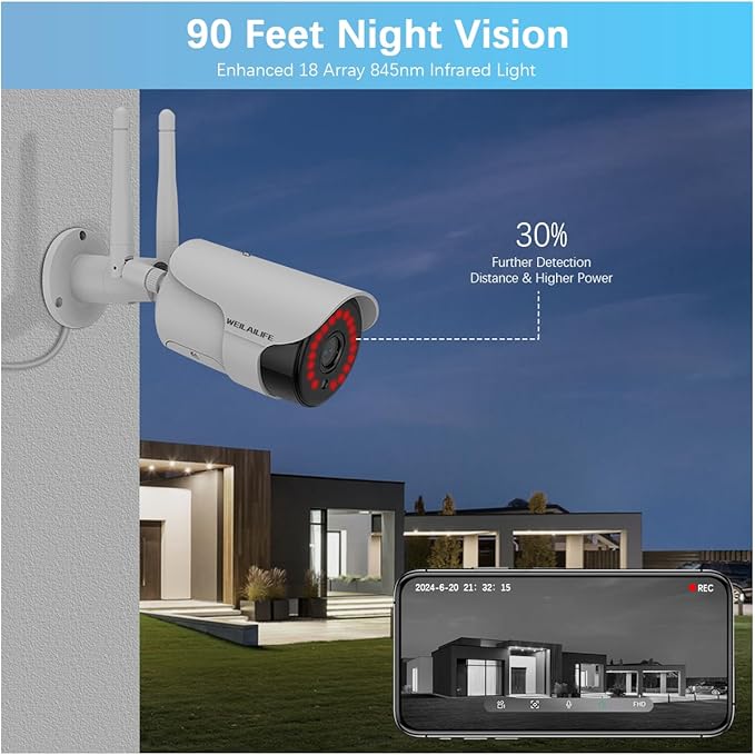 WEILAILIFE 【Dual Antenna Enhanced & 2-Way Audio】 Outdoor Wireless Security - Image 4