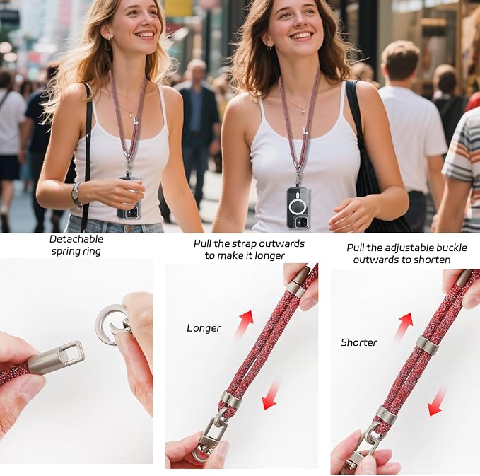 3-in-1 Adjustable Phone Lanyard Crossbody Cell Phone Neck Strap Universal - Image 6