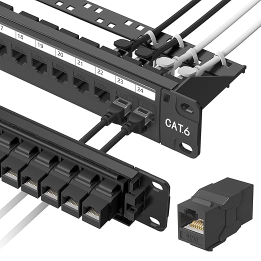 Jadaol 24 Port Patch Panel Rackmount or Wall Mount 19-Inch, 1U Cat6 Network by WespecializeinEthernetcablesandrelatedperipheralproducts