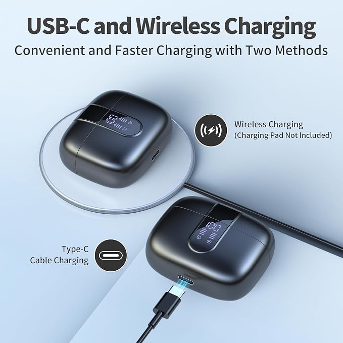 TAGRY Bluetooth Headphones True Wireless Earbuds 60H Playback LED Power Display - Image 3