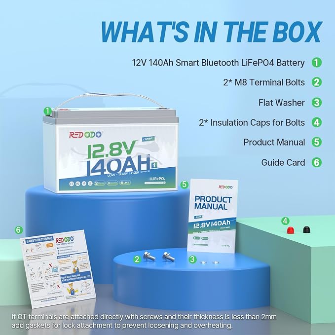 Redodo Smart Bluetooth 12V 140Ah LiFePO4 Battery, Group31 Lithium Battery - Image 8