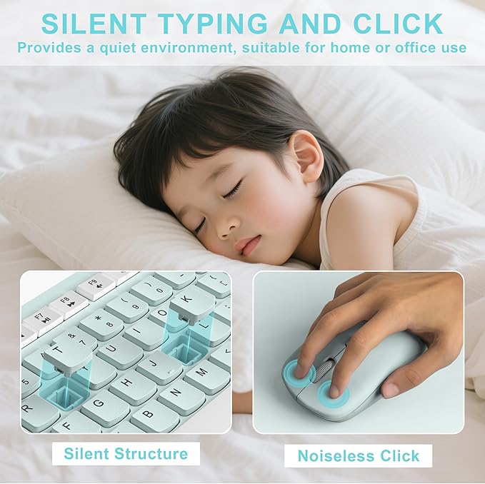 Wireless Keyboard and Mouse Combo, Full-Sized Wireless Keyboard and Adjustable - Image 3
