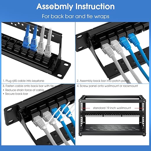 24 Port Keystone Patch Panel, 1U 19-inch RJ45 Network Patch Panel - Image 4