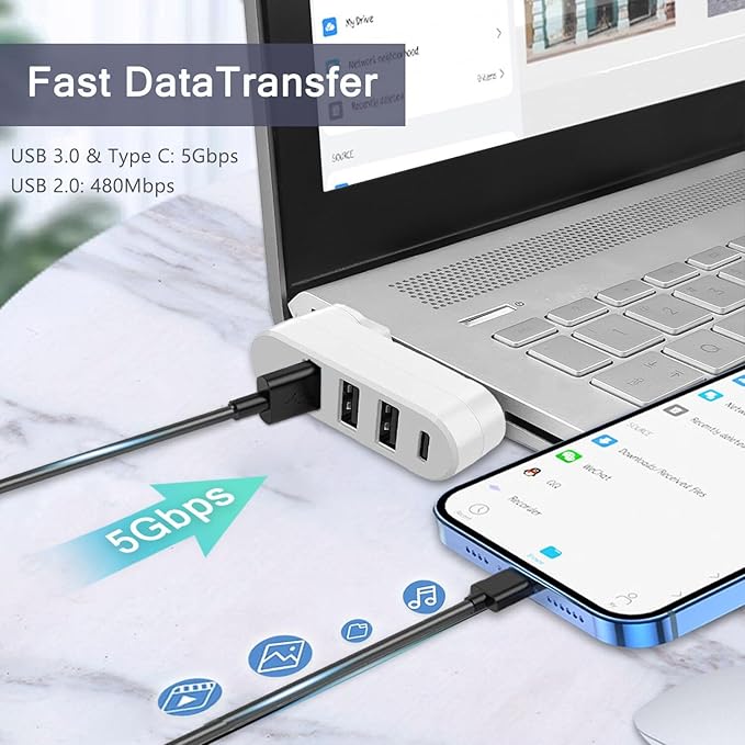 VIENON 4-Port USB 3.0 Hub, USB Splitter - Image 4