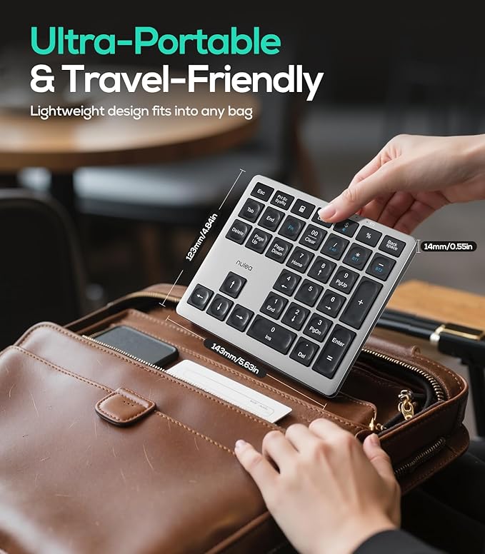 Nulea Wireless Number Pad Bluetooth 5.0 & 2.4G Portable Numeric Keyboard - Image 6