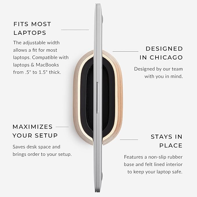 HumanCentric Vertical Laptop Stand in Black Walnut Wood, Upright Adjustable - Image 5