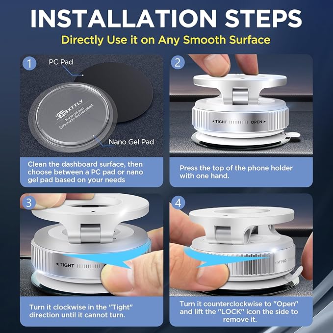Vacuum Magnetic Phone Holder for Car Suction Cup Phone Mount Adjustable Suction - Image 3