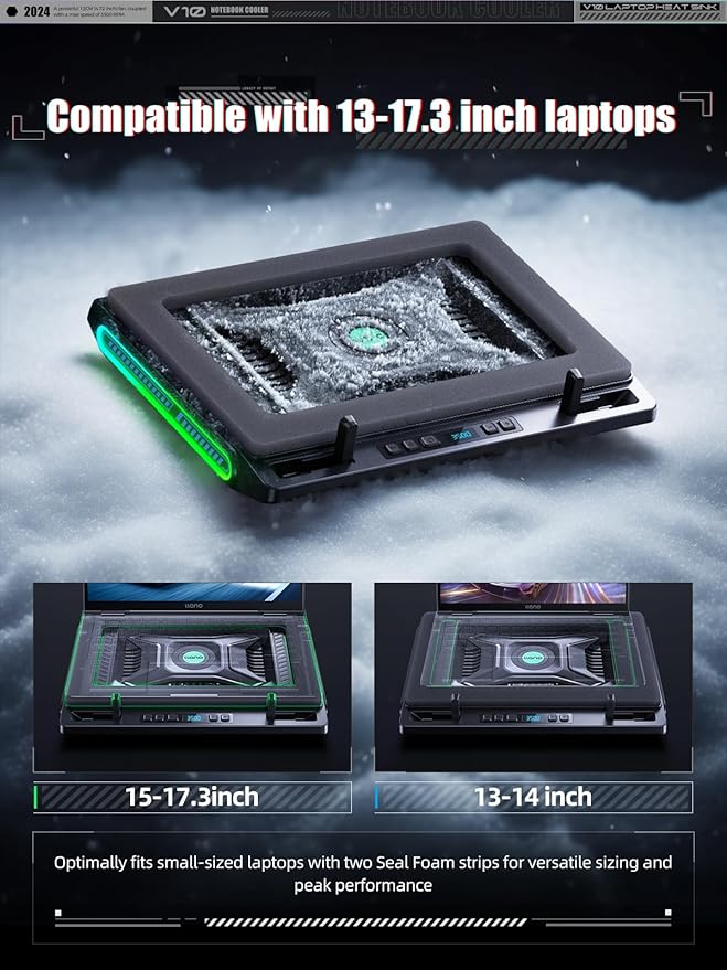 llano V10 Gaming Laptop Cooling Pad, RGB Laptop Cooler Stand - Image 5