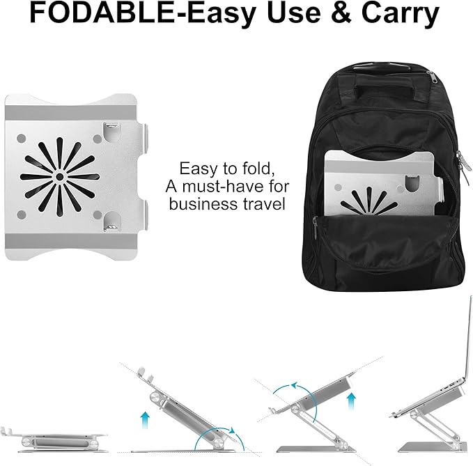 Adjustable Laptop Stand with Cooling Fan, Aluminium Alloy Multi-Angle Computer - Image 5