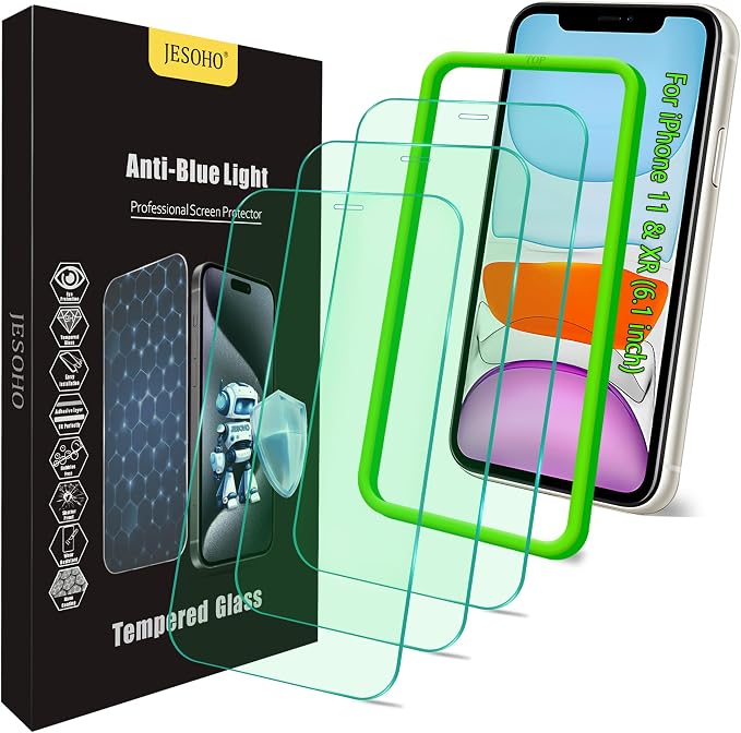 Blue Light Screen Protector for iPhone 11, iPhone XR HD Anti Blue Light by JESOHO